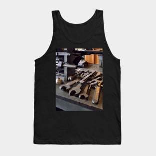 Wrenches and Oil Can in Machine Shop Tank Top